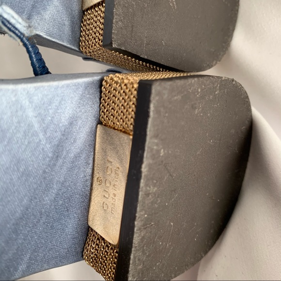 GUCCI Satin & Gold Chain Mail Sandals - Picture 9 of 10